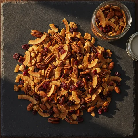 Smoky Maple Paleo Trail Mix with Toasted Nuts and Coconut Chips