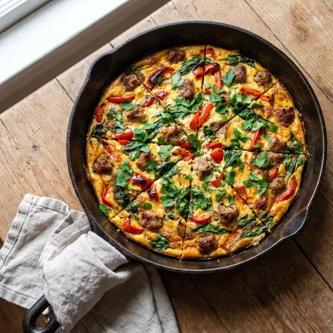 Roasted Red Pepper and Italian Sausage Paleo Frittata