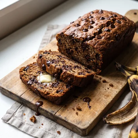 Moist Paleo Banana Bread with Almond Flour and Dark Chocolate Chips