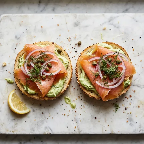 Everything Bagel Egg Rounds with Lox and Whipped Avocado Cream