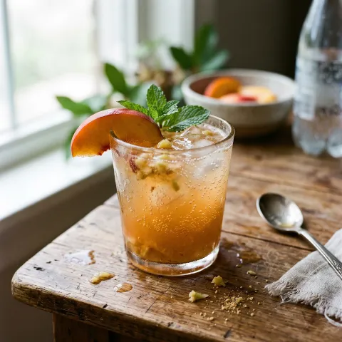 Sparkling Peach Ginger Paleo Mocktail