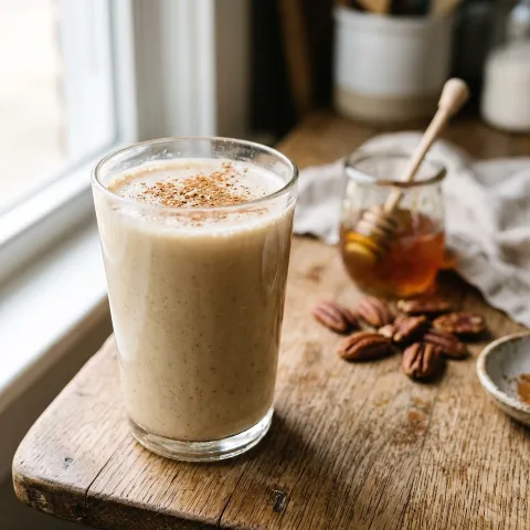Toasted Pecan Honey Nut Milk. AI-generated image.
