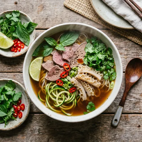 Vietnamese Pho-Style Beef Offal Lunch Bowl