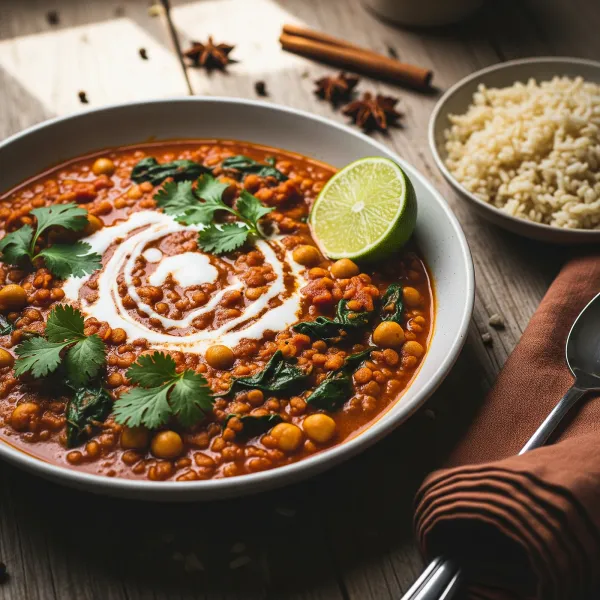 Smoky Red Lentil and Roasted Tomato Curry with Coconut Milk