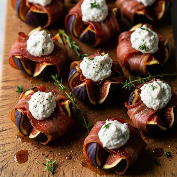 Crispy Prosciutto-Wrapped Figs with Whipped Herbed Almond Ricotta