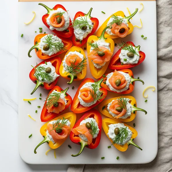 Smoked Salmon Stuffed Mini Peppers with Herb Cashew Cream