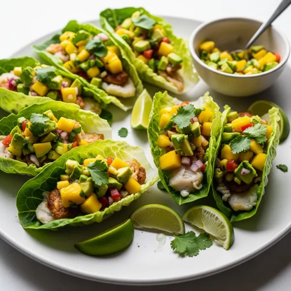 Cilantro Lime Halibut Tacos with Mango Avocado Salsa