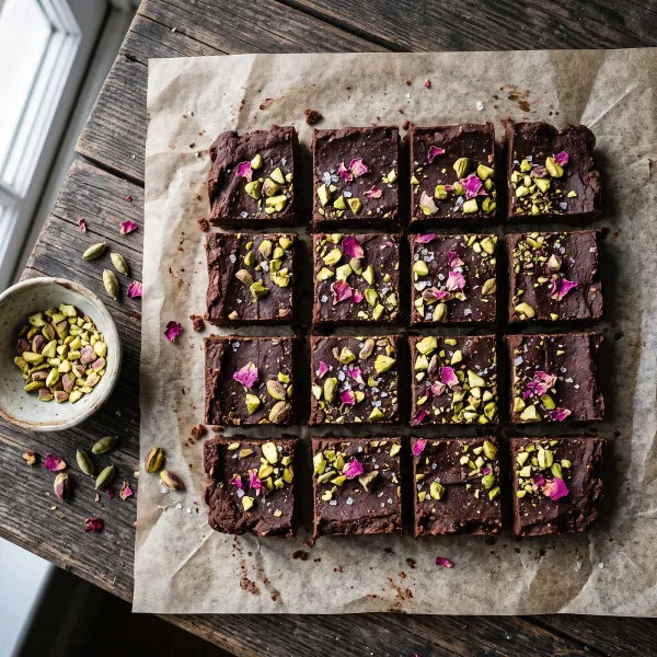Cardamom Rose Chocolate Burfi with Pistachio and Sea Salt