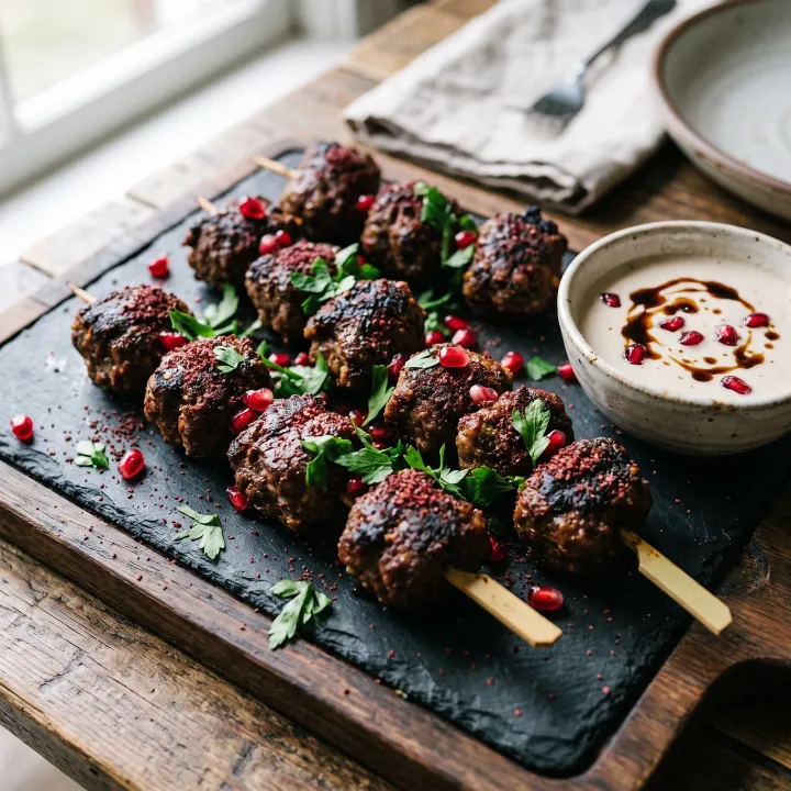 Spiced Wild Boar Kofta Bites with Pomegranate Tahini
