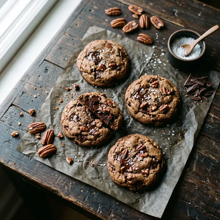 Cajun Spiced Dark Chocolate Pecan Cookies
